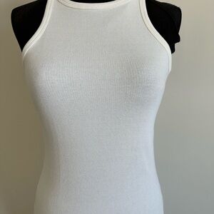 Zara White Ribbed Tank Top